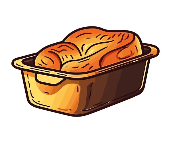Свежеиспечённый Хлеб Изолированной Корзине — стоковый вектор