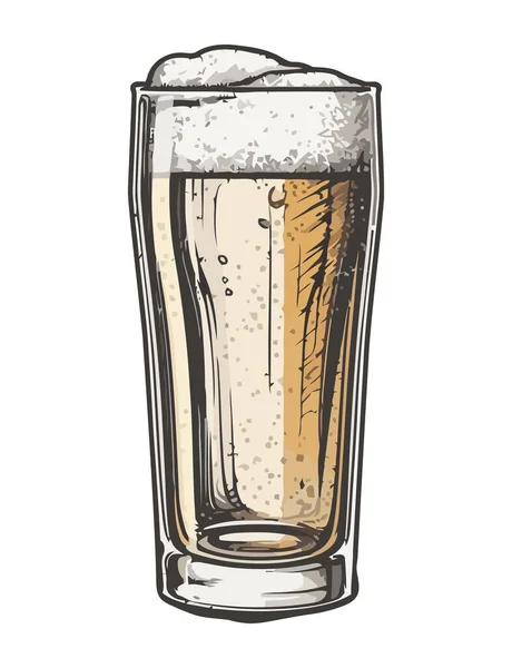 Cerveza Vidrio Icono Estilo Boceto — Vector de stock
