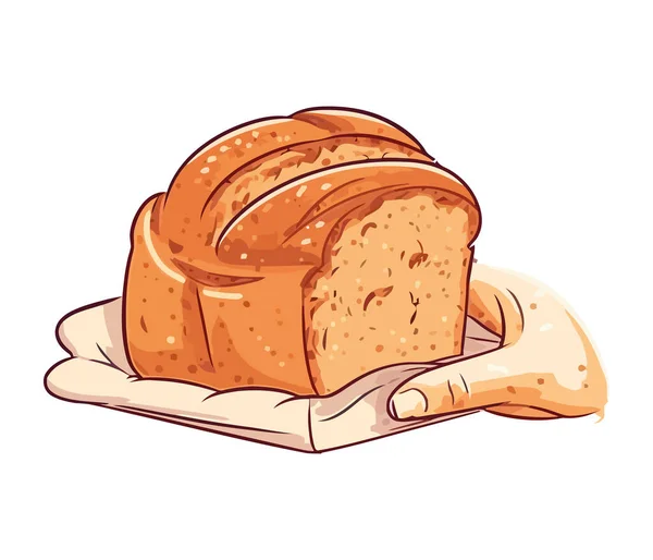 Ręka Wytrawnym Chlebem Francuskim Izolowane — Wektor stockowy