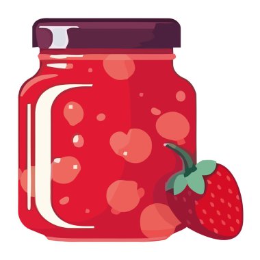 Çilek kavanozunda taze organik meyve izole edilmiş.