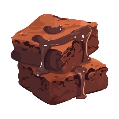 Gurme çikolatalı brownie dilimleri, izole edilmiş tatlı çerez ikonu.