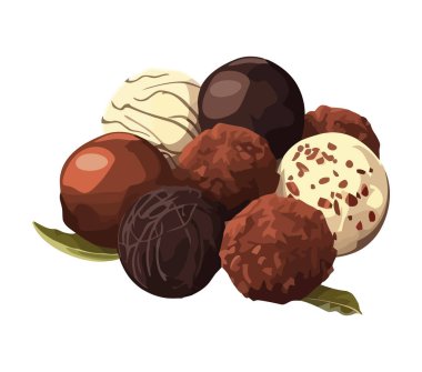 Çikolata topları tatlı yemek ikonu izole