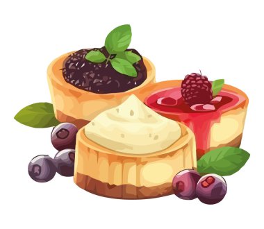 Taze meyve ve krema ikonlu gurme tatlısı.