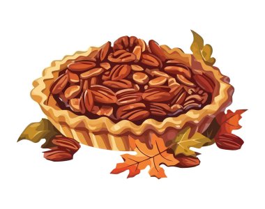 Sonbahar yaprakları ve kek çerezi ikonu izole