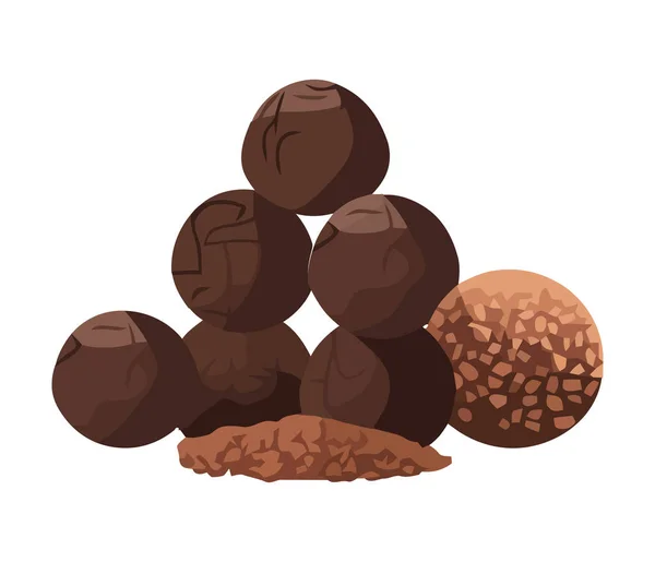 Bola Chocolate Orgânico Ícone Semente Isolado —  Vetores de Stock