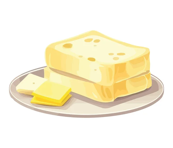 Zdravé Máslo Čerstvé Mléčné Výrobky Plátek Ikony Izolované — Stockový vektor