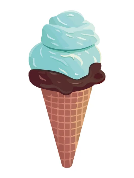 带有巧克力图标的甜甜的冰淇淋蛋卷 — 图库矢量图片