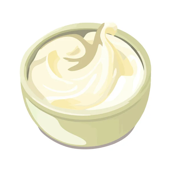 Desserts Gastronomiques Dans Bol Frais Crème Isolée Icône Isolé — Image vectorielle