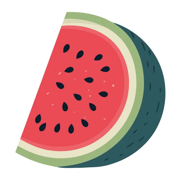 Saftige Wassermelonenscheibe Frische Sommerjause Erfreuen Vereinzelt — Stockvektor