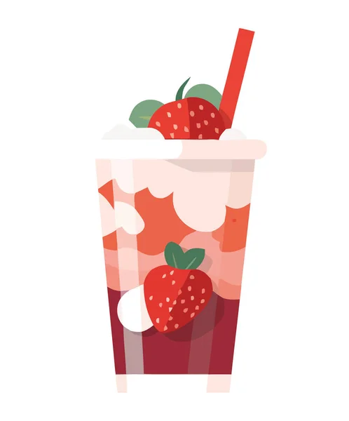 新鲜的草莓鸡尾酒 一个甜蜜的夏季小食隔离 — 图库矢量图片
