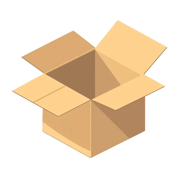 Béžová Otevřená Kartonová Krabička Balení Ikona — Stockový vektor