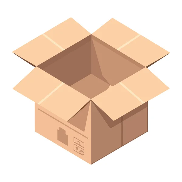 Lieferung Geöffneter Karton Verpackung Symbol — Stockvektor