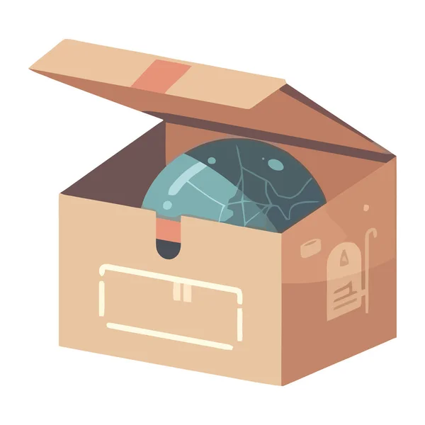 Boîte Carton Avec Icône Balle — Image vectorielle