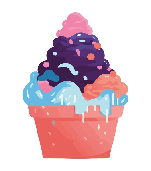 Conception Vectorielle Cupcake Avec Icône Glaçage Crème Aux Fraises Isolé — Image vectorielle