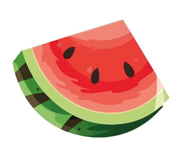 Saftig Vattenmelonskiva Perfekt Sommarförfriskning Isolerad — Stock vektor