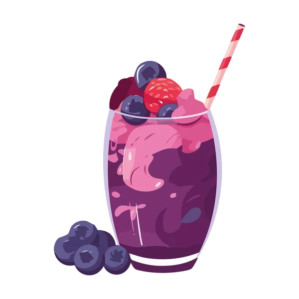 健康的夏季水果鸡尾酒与新鲜浆果图标隔离 — 图库矢量图片