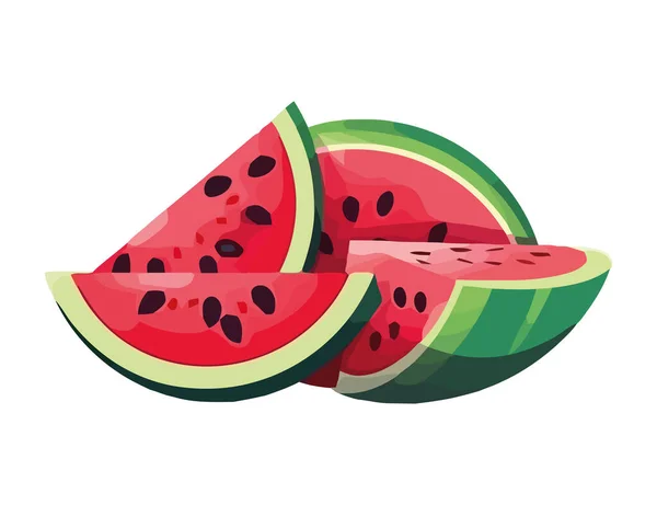 Saftige Wassermelonenscheibe Reife Und Frische Sommerliche Leckereien — Stockvektor
