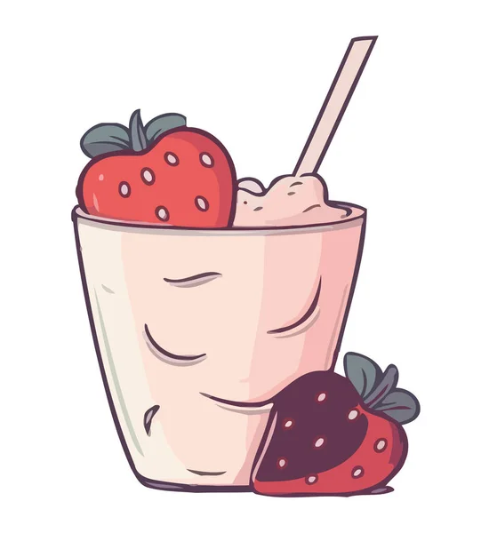 Juicy Strawberry Dessert Fresh Organic Love Isolated — Stock Vector