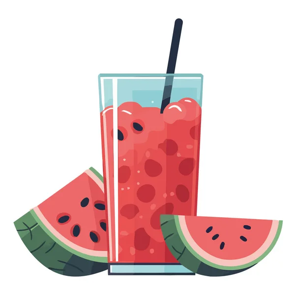 Saftige Wassermelonenscheibe Sommerliche Erfrischung Isoliert — Stockvektor