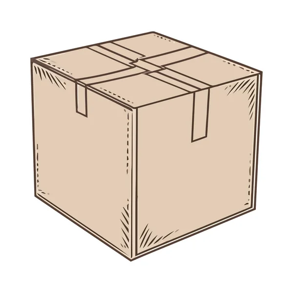 Μπεζ Κλειστό Χάρτινο Κουτί Συσκευασίας Εικονίδιο — Διανυσματικό Αρχείο