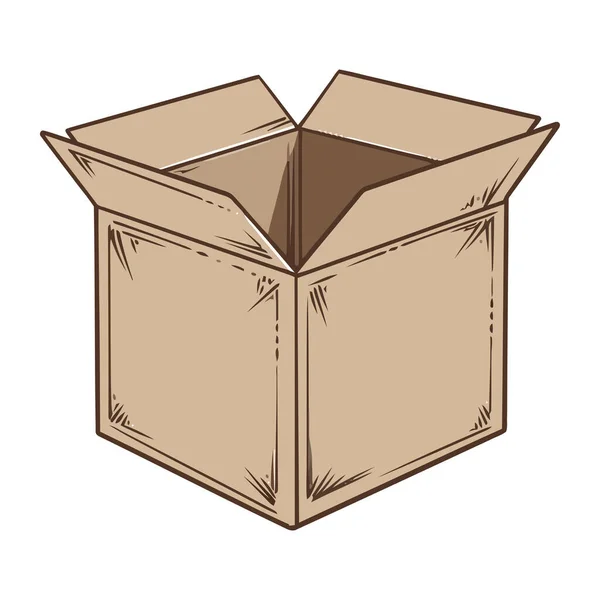 Brun Öppen Kartong Förpackning Ikon — Stock vektor