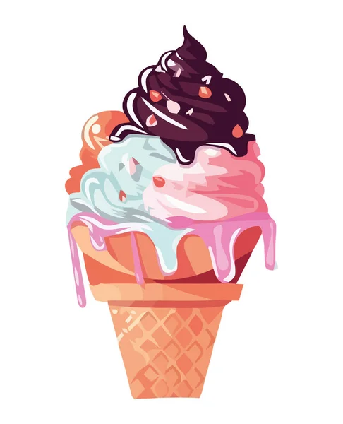 象征夏天甜味的冰淇淋锥被隔离了 — 图库矢量图片