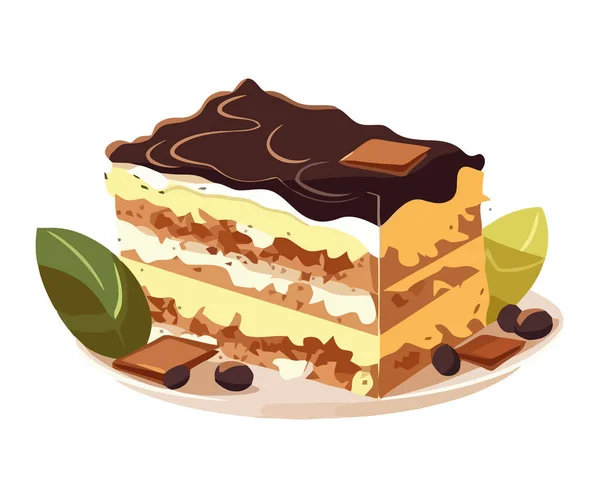 Postre Chocolate Capas Cheesecake Con Bayas Icono Aislado — Vector de stock