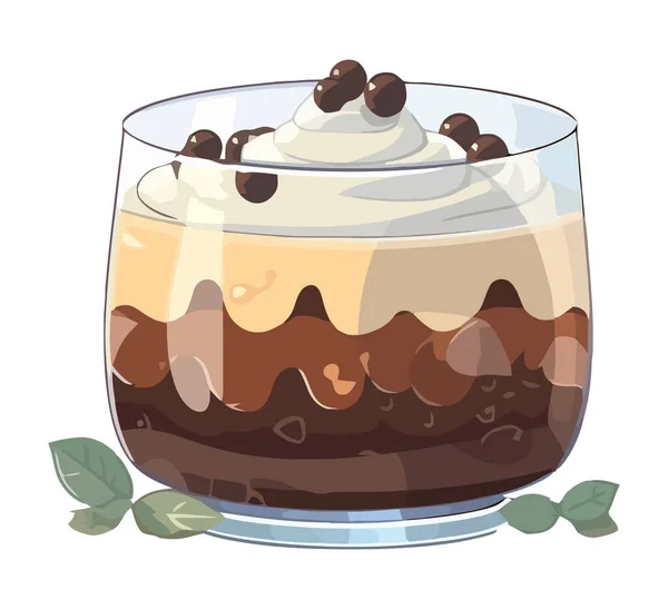Изолированный Десертный Напиток Гурманов Шоколадом Кремом — стоковый вектор