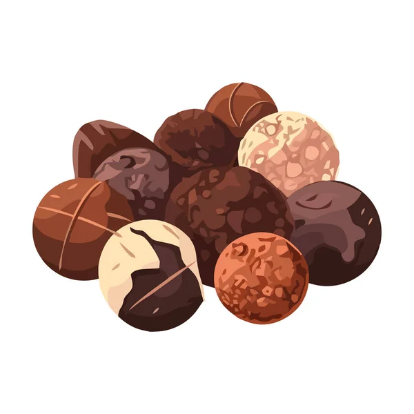 Boules Chocolat Gourmandes Icône Dessert Vectoriel Isolé — Image vectorielle