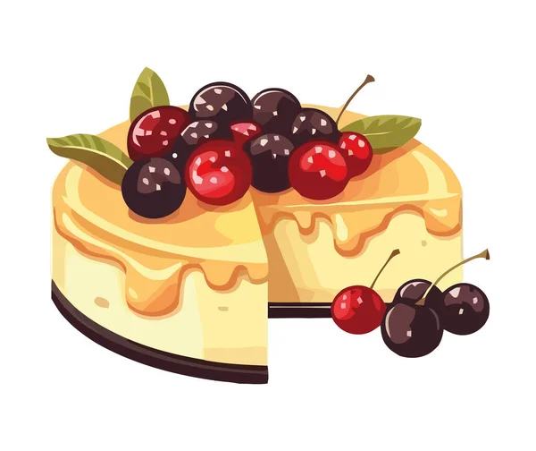 Fresco Dulce Berry Cheesecake Icono Aislado — Vector de stock