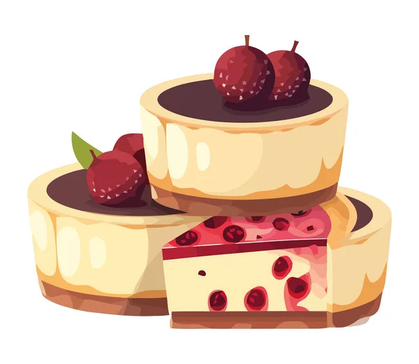Sweet Fruit Cream Gourmet Dessert Icon Isolated — Stock Vector