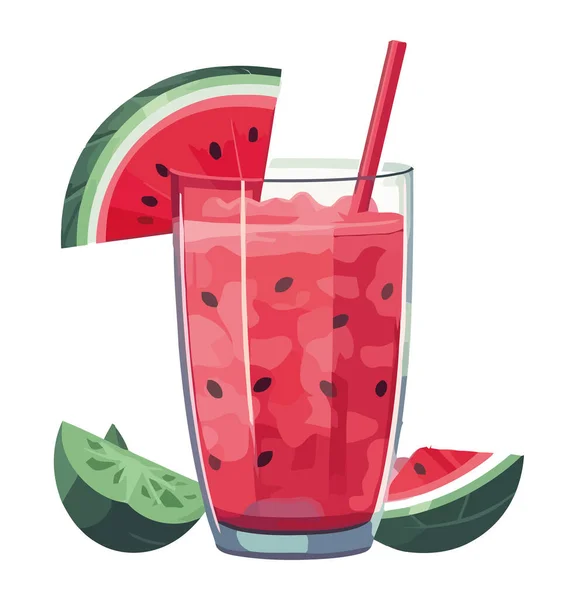 Sappige Watermeloen Plak Zomer Cocktail Geïsoleerd — Stockvector