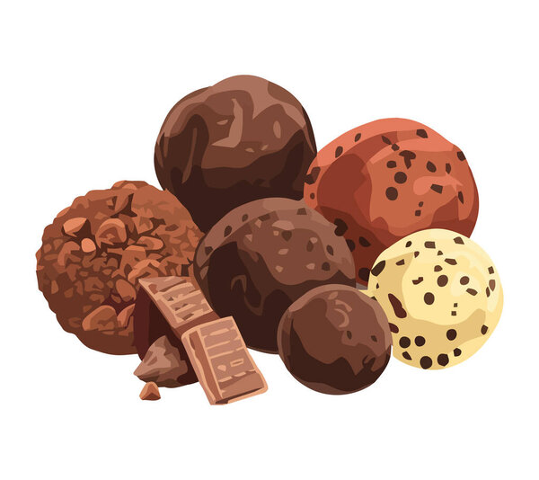 Gourmet chocolate balls a sweet dessert snack icon isolated