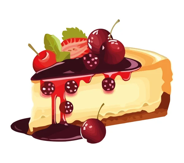 Сладкая Иллюстрация Изысканных Десертов Иконой Свежих Ягод — стоковый вектор