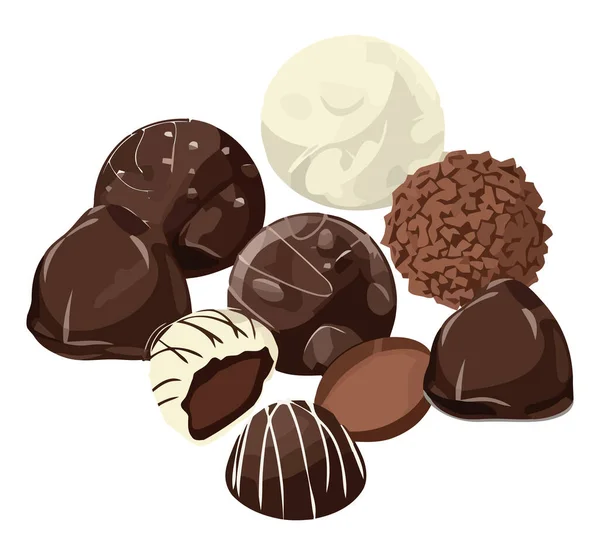 Süße Vektorbonbons Mit Schokoladen Snack Symbol Isoliert — Stockvektor