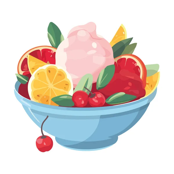 Fresh Fruits Salad Ripe Juicy Icon Isolated — Stock Vector