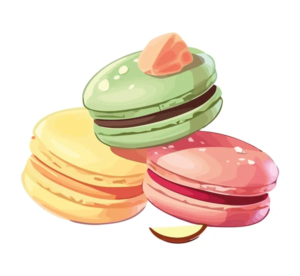 Macarons Biscuits Snacks Gourmands Icône Isolé — Image vectorielle