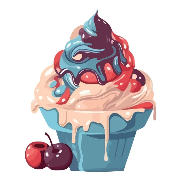 Sweet Ice Cream Berry Decoration Icon Isolated — Stock Vector