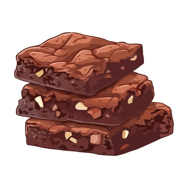 Chocolade Brownie Geïsoleerd Witte Achtergrond Pictogram — Stockvector