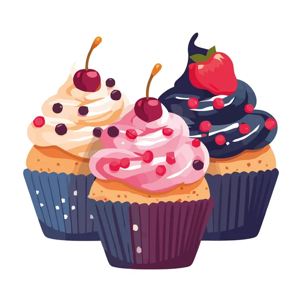 Cupcakes Gourmet Horneados Para Una Celebración Dulce Icono Aislado — Vector de stock