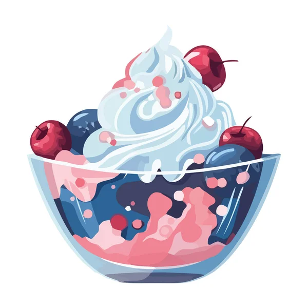 Söt Dessertikon Med Färsk Bär Frukt Ikon Isolerad — Stock vektor