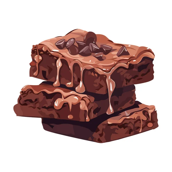 Csomó Édes Csokoládé Brownie Ikon Izolált — Stock Vector