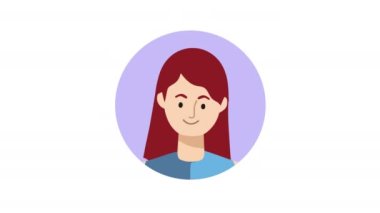 kırmızı başlı kadın karakter canlandırması 4k video animasyonu