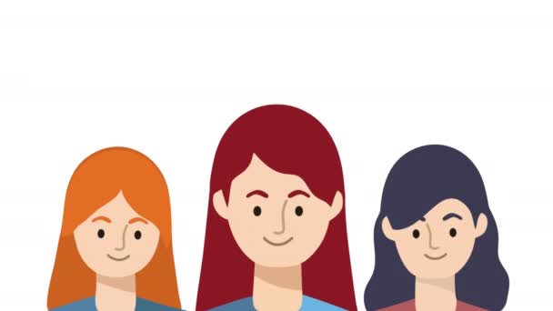 Grupo Mulheres Personagens Animação Vídeo Animado — Vídeo de Stock