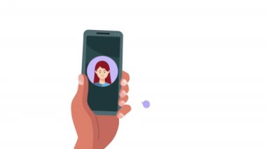Akıllı telefon ve kadın eli animasyon 4K video animasyonu ile temas kurar