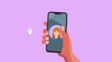 akıllı telefon ve sosyal medya animasyon 4k video animasyonu ile el