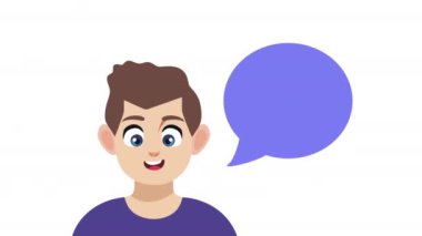 genç adam karakter animasyonu konuşuyor 4k video animasyonu