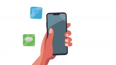 Akıllı telefon animasyonunda sosyal medya servisleri 4k video animasyonu
