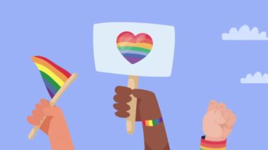 Igtbiq halkı animasyon 4k animasyonunu protesto eden ellerini uzattı