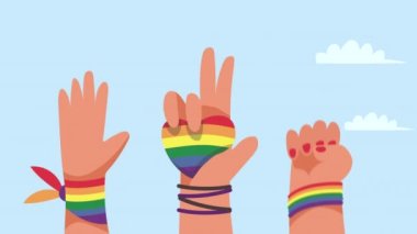 lgtbiq topluluk bantlı eller animasyon 4k video animasyonu